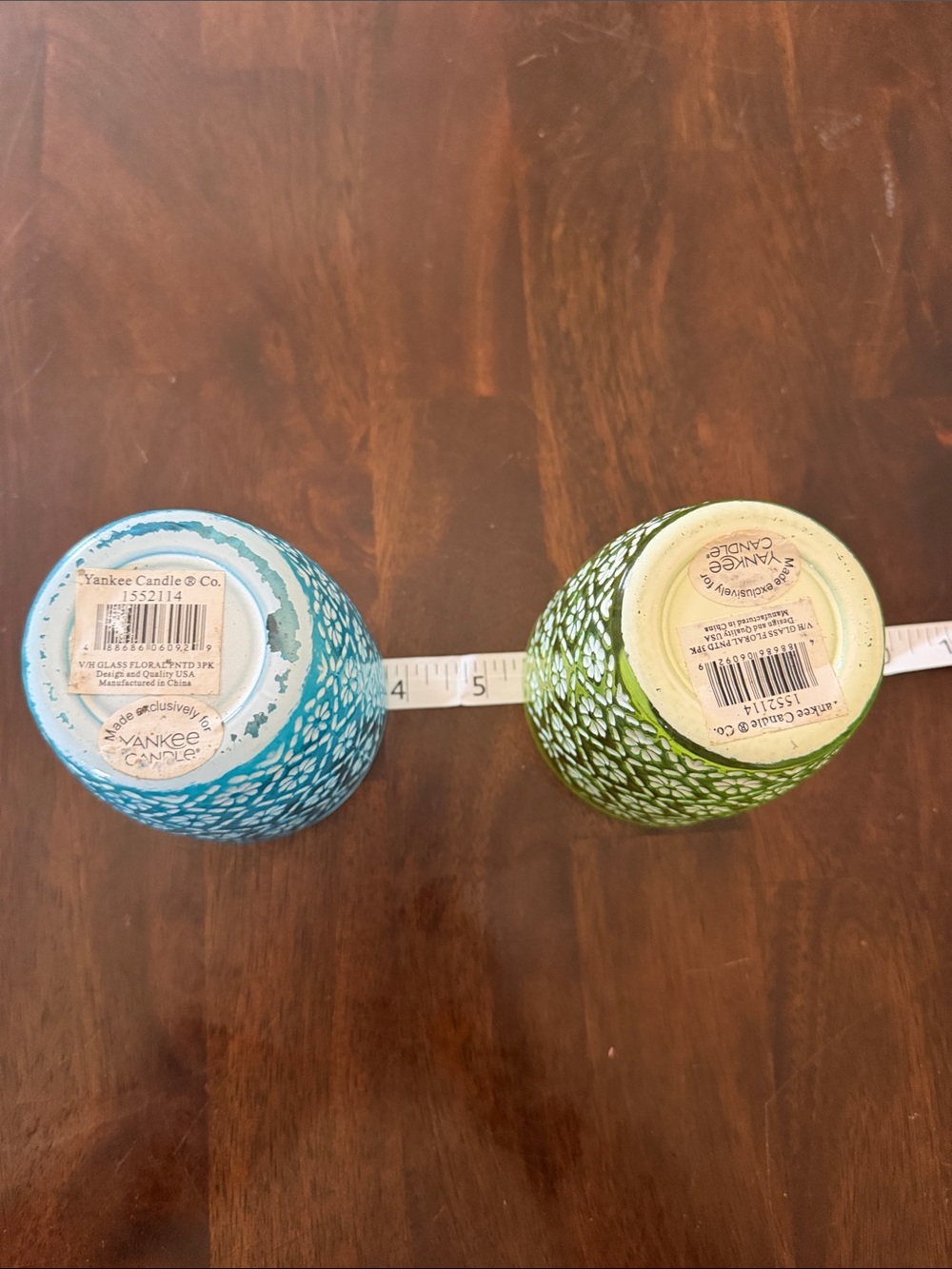 Yankee Candle Blue and Green Floral Glass Votive Holders - Picture 2 of 8